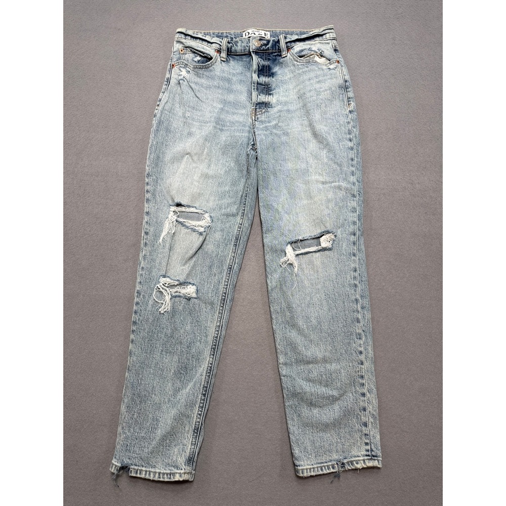 DAZE Jeans Womens 6 Blue‎ Light Wash Button Fly Relaxed Distressed Y2K Baggy